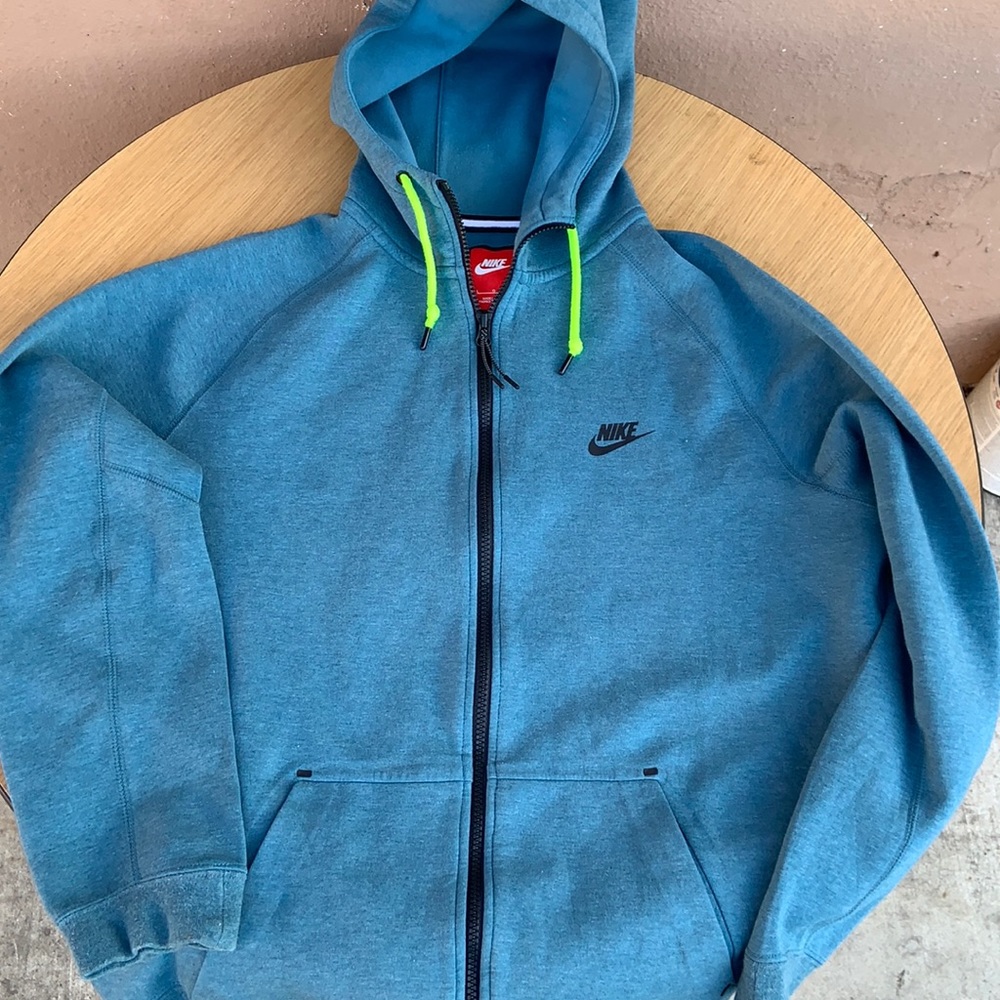 Nike Zip-Up Hoodie Blue/Neon Yellow Size Large